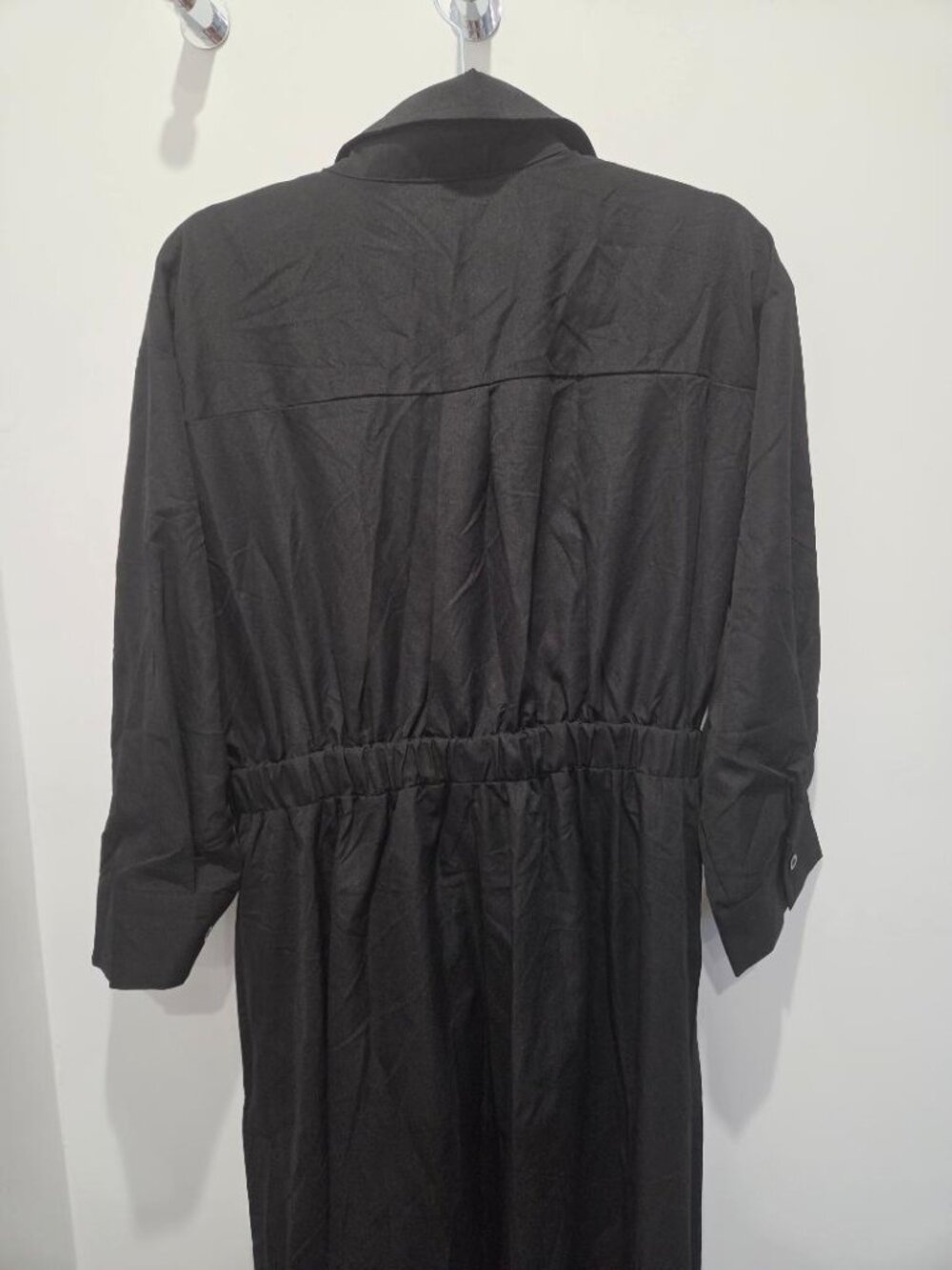 UOOZEE Polo Collar Black A-Line Swing Skirt Maxi Dress with Pockets Sz L/XL NWT - Picture 8 of 15
